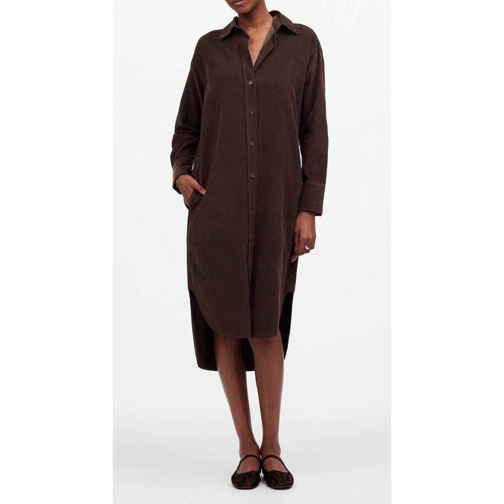Madewell Corduroy Long-Sleeve Midi Shirtdress size XXS NWOT